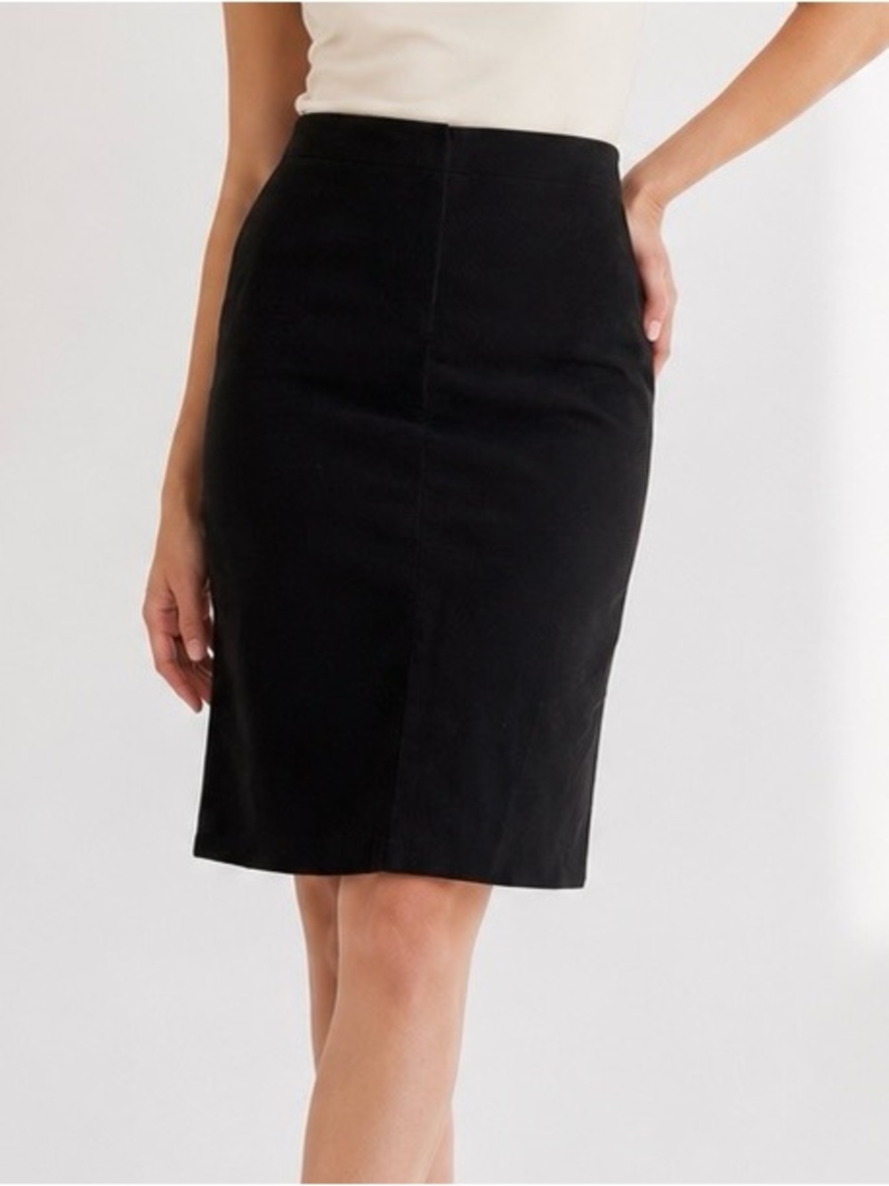 MANGO MNG Black Mid-Rise Knee-Length Pencil Skirt with Pockets, Size 4